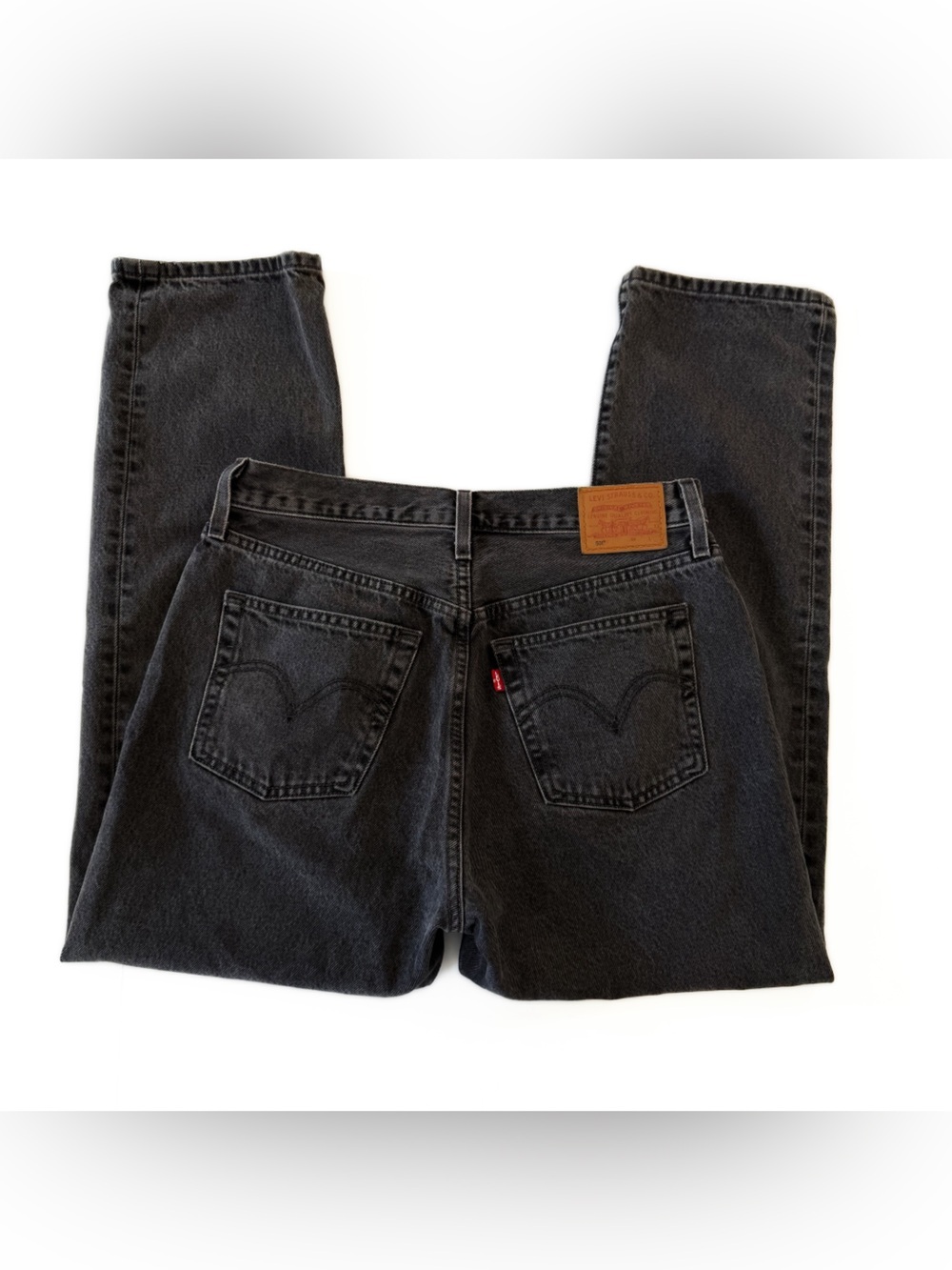 Levi’s Premium 501 Original Fit Women 29 Take A Hint Black Button Fly 27” Inseam - Picture 11 of 12